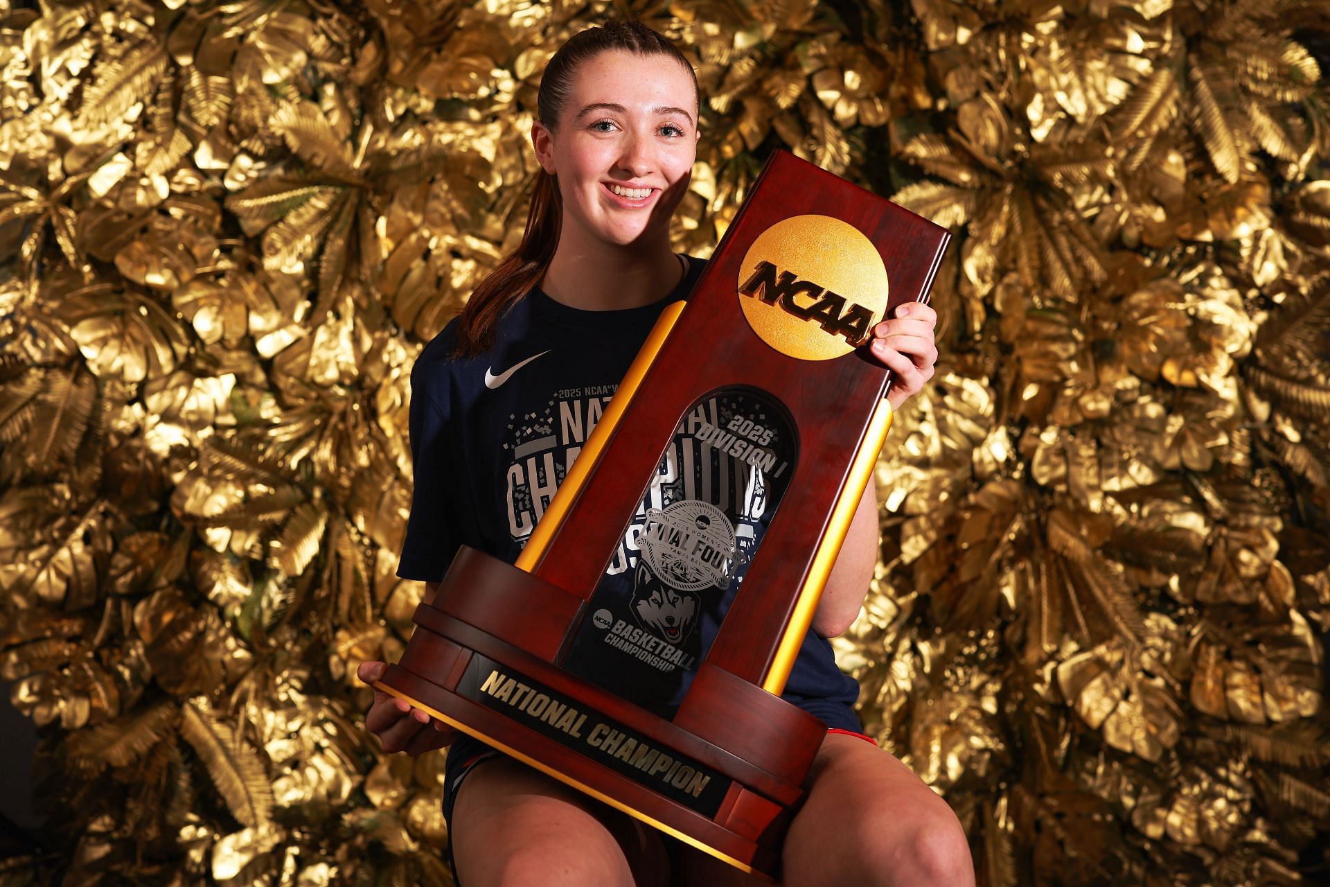 Allie Ziebell (#11) of the UConn Huskies poses for a championship portrait after defeating the South Carolina Gamecocks during the Division I Women's Basketball Championship game at Amalie Arena on April 6, 2025. Photo: Getty